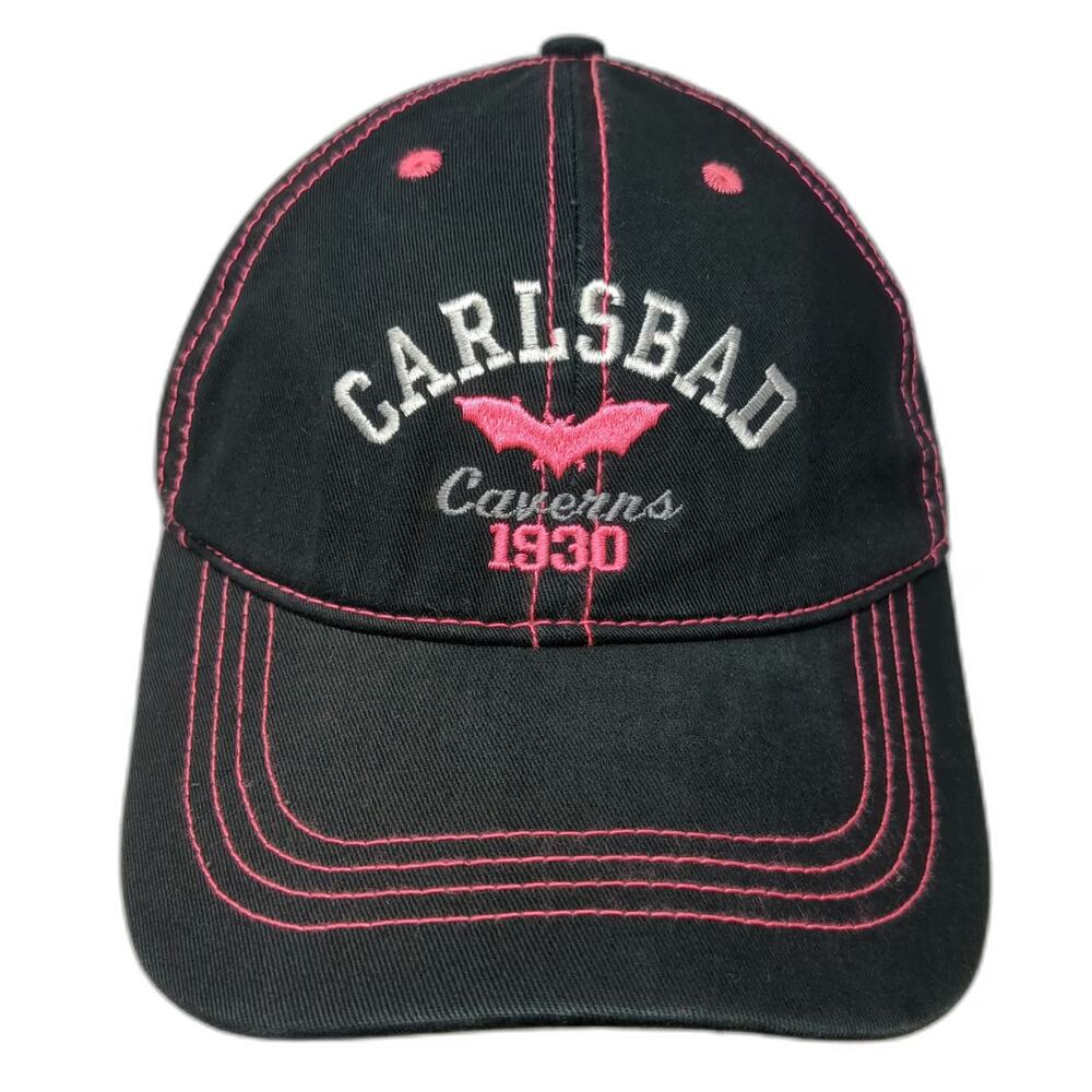 Mountain Baseball Cap Black One Size Carlsbad Caverns Bat Logo Pink Stitch Hat